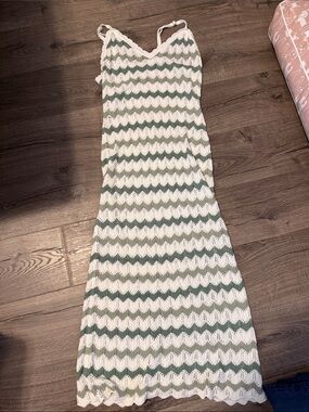 Madden girl Striped Crochet Knit Maxi Dress - Cream & Sage